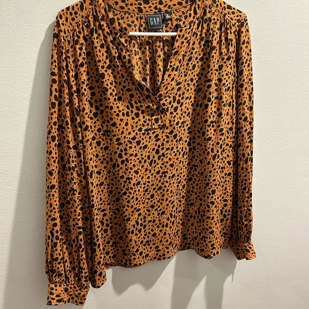 Gap Orange And Black Patterned Blouse And Skirt S… - image 1
